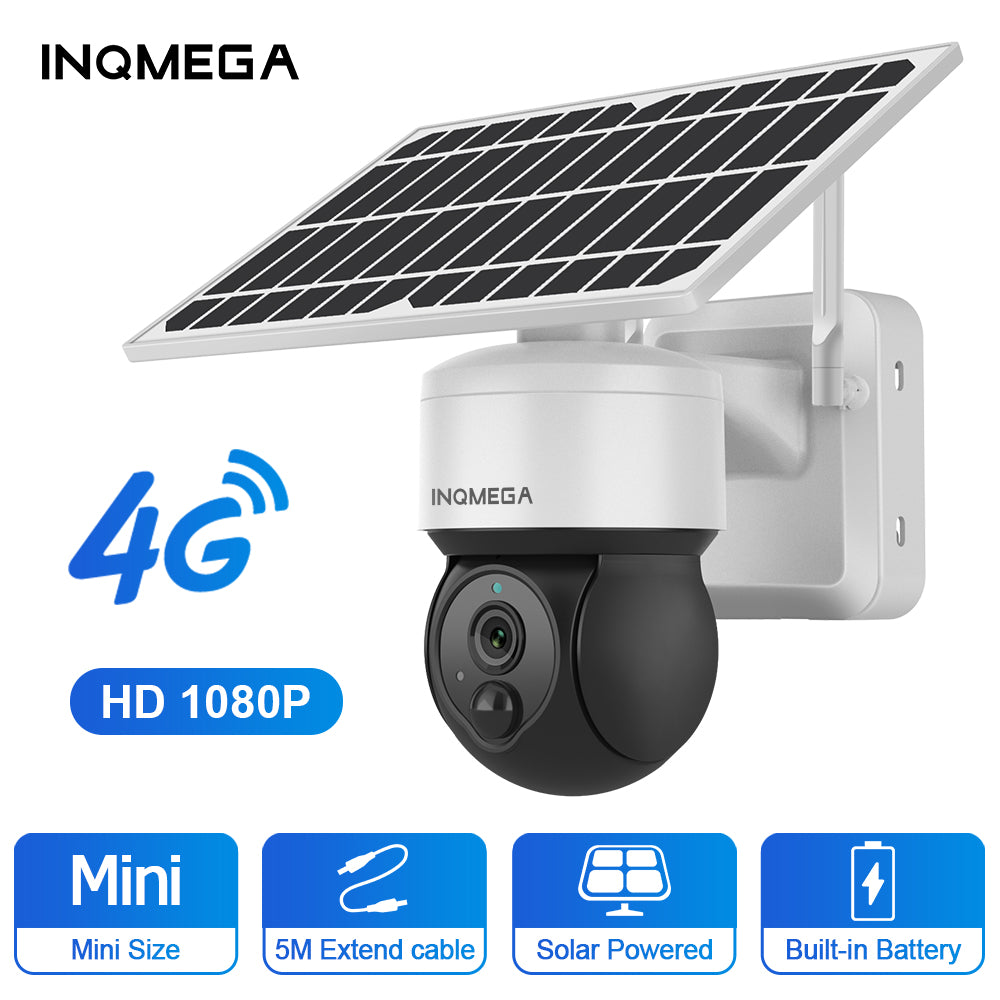INQMEGA Outdoor Solar Camera 4G SIM Wireless Security Solar Cam Video