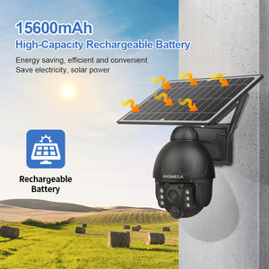 INQMEGA 4G 1080P Solar battery powered Camera Dual Audio Voice  Camera Outdoor Monitoring waterproof camera