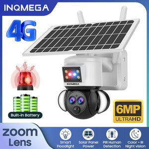 2023 NEW INQMEGA 6MP 3K 12X Zoom Wireless Outdoor WIFI Solar Camera Solar Powered Camera 4g CCTV for Smart Home Farm Yard Field Monitor